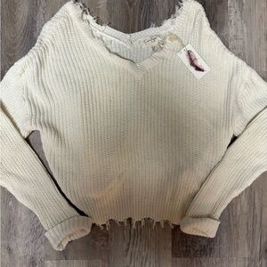 Jessica Simpson Cream V-Neck Sweater